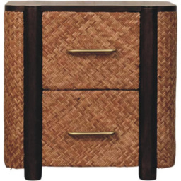 Artisan Furniture Havana Canefront Dark Brown 2 Drawer Solid Wood Bedside Table - thumbnail 2