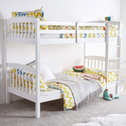 Portland White Wooden Bunk Bed with 2 Mattress