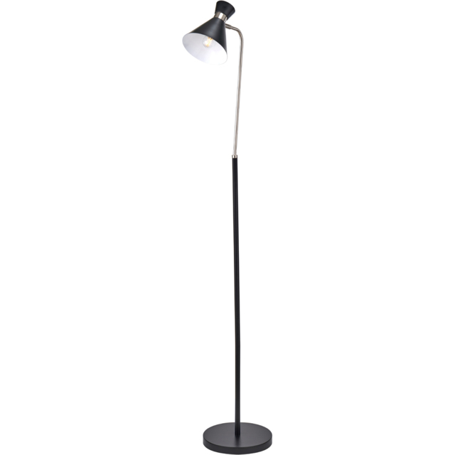 Pacific Lifestyle Benedict Brushed Silver Metal Black Floor Lamp - image 1