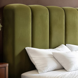 SOLACE+CO Emilie Green Double Velvet Ribbed Ottoman Bed - thumbnail 4