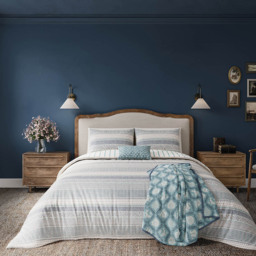 Helena Springfield Blue and Teal Single Folk Stripe Duvet Set