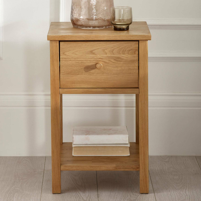 Julian Bowen Coxmoor Single Shelf Single Drawer Oak Bedside Table - image 1