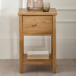 Julian Bowen Coxmoor Single Shelf Single Drawer Oak Bedside Table - thumbnail 1