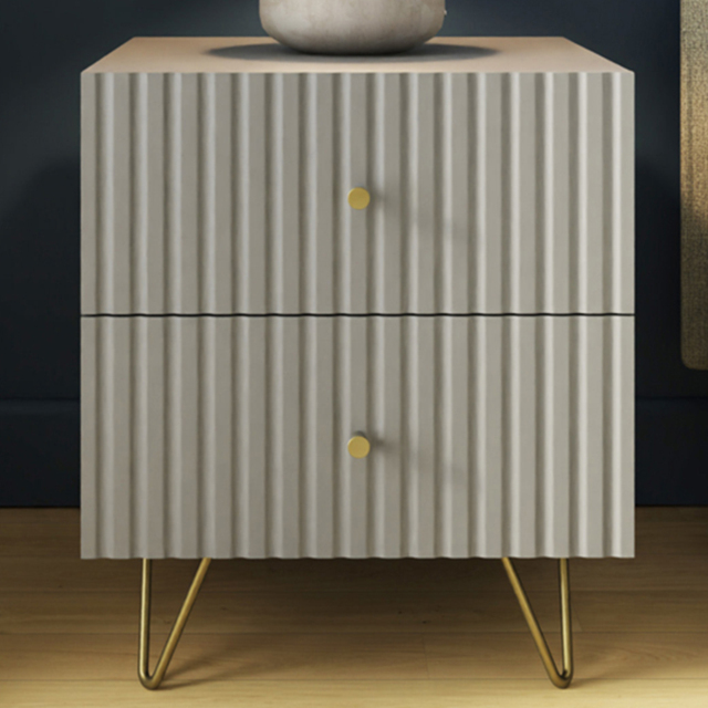 GFW Thalia Grey 2 Drawer Bedside Table - image 1