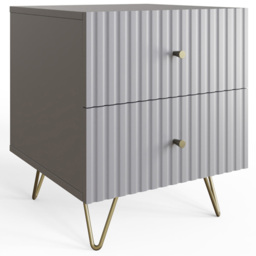 GFW Thalia Grey 2 Drawer Bedside Table - thumbnail 2