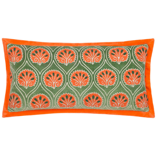 Paoletti Casa Peridot and Orange Embroidered Cushion - image 1