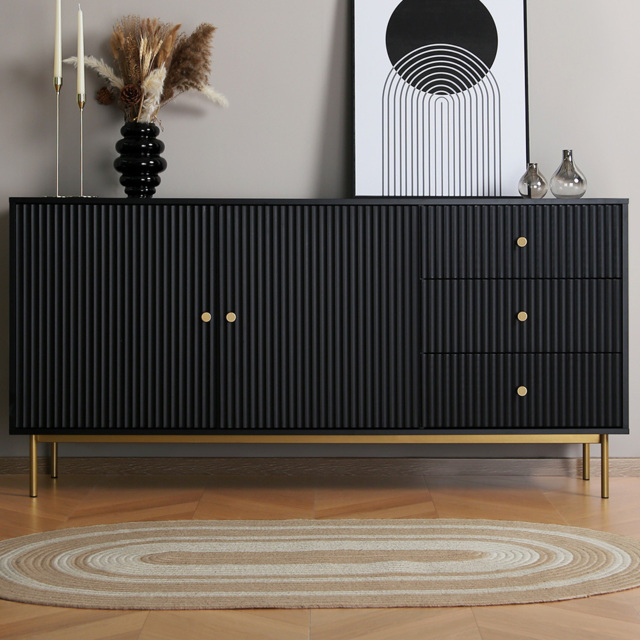 Home Garden Direct Devon 2 Door 3 Drawer Black Sideboard - image 1