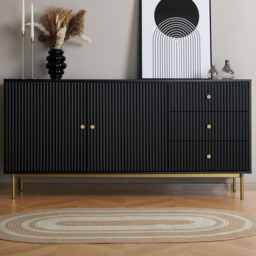 Home Garden Direct Devon 2 Door 3 Drawer Black Sideboard