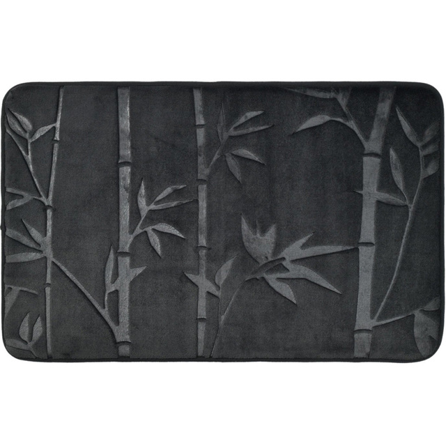Black Bamboo Embossed Memory Foam Bath Mat 80 x 50cm - image 1