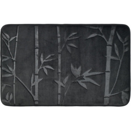 Black Bamboo Embossed Memory Foam Bath Mat 80 x 50cm