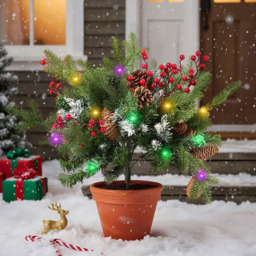 Living and Home Pre-Lit Artificial Christmas Tree with Pinecones and Berries 52.5cm - thumbnail 2