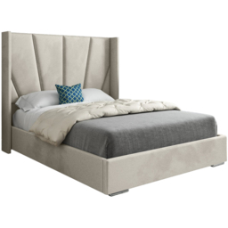 Bellini Silver Small Single Velvet Upholstered Bed Frame with Wide Curved Winged Headboard - thumbnail 2
