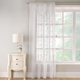 Belle Embroidered Voile Panel Curtain White 140 x 137cm - thumbnail 1