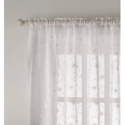 Belle Embroidered Voile Panel Curtain White 140 x 137cm - thumbnail 2