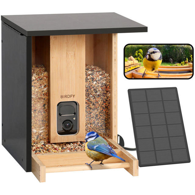 Birdfy Bamboo Solar Roof Smart Bird Feeder with 1080p AI Camera - image 1