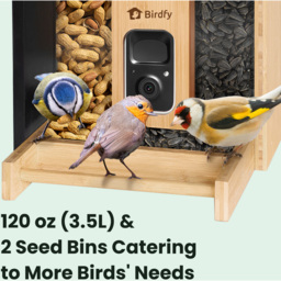 Birdfy Bamboo Solar Roof Smart Bird Feeder with 1080p AI Camera - thumbnail 3