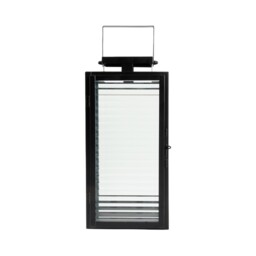 Ribbed Glass Lantern Black - thumbnail 1