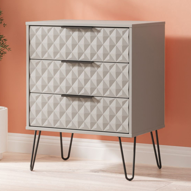 Crowndale Harlequin 3 Drawer Dusk Grey Midi Chest of Drawers Ready Assembled - image 1