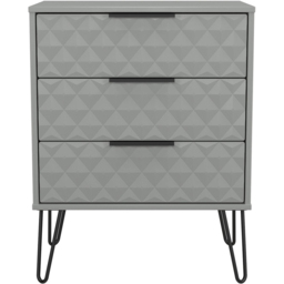 Crowndale Harlequin 3 Drawer Dusk Grey Midi Chest of Drawers Ready Assembled - thumbnail 3