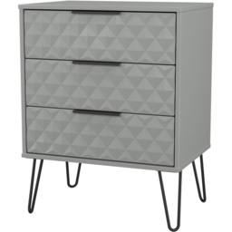 Crowndale Harlequin 3 Drawer Dusk Grey Midi Chest of Drawers Ready Assembled - thumbnail 2