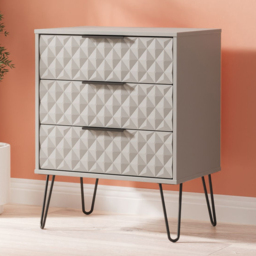 Crowndale Harlequin 3 Drawer Dusk Grey Midi Chest of Drawers Ready Assembled - thumbnail 1