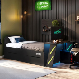 Flair Alister Charcoal and Green Single Gaming Bed - thumbnail 1