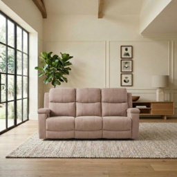 Ledbury Beige Fabric 3 Seater Manual Recliner Sofa - thumbnail 4