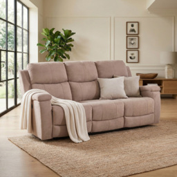 Ledbury Beige Fabric 3 Seater Manual Recliner Sofa - thumbnail 2
