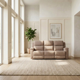 Ledbury Beige Fabric 3 Seater Manual Recliner Sofa - thumbnail 3