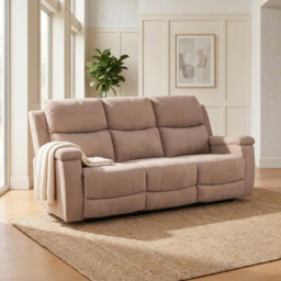 Ledbury Beige Fabric 3 Seater Manual Recliner Sofa
