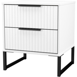 Crowndale Fluted 2 Drawer White Matt Compact Bedside Cabinet Ready Assembled - thumbnail 4