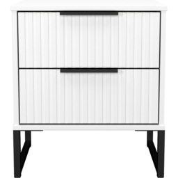 Crowndale Fluted 2 Drawer White Matt Compact Bedside Cabinet Ready Assembled - thumbnail 2