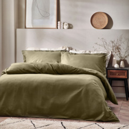 Yard Single Olive Waffle Duvet Set - thumbnail 1