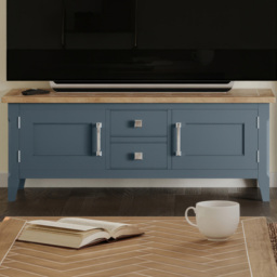 Baumhaus Signature 2 Door 2 Drawer Blue Widescreen Television Stand