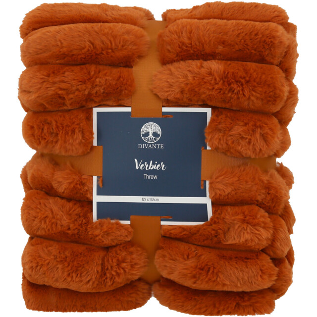 Divante Verbier Rust Faux Fur Throw 127cm - image 1