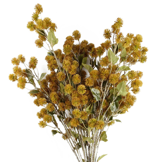 Leaf Single Stem Yellow Craspedia Artificial Flower 85cm 6 Pack - image 1