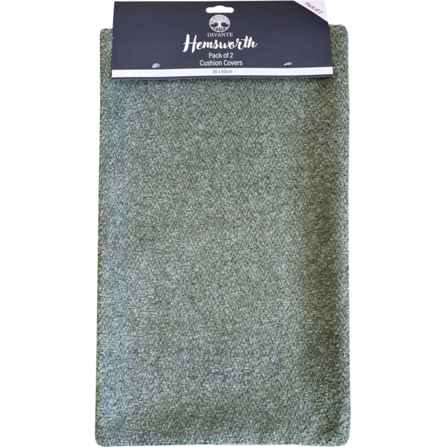 Pack of 2 Hemsworth Boucle Cushion Covers Green - image 1