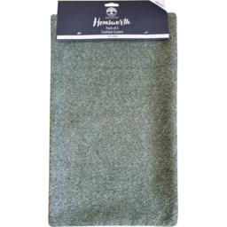 Pack of 2 Hemsworth Boucle Cushion Covers Green - thumbnail 1