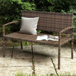 Outsunny Brown 2 Seater Rattan Garden Loveseat Bench