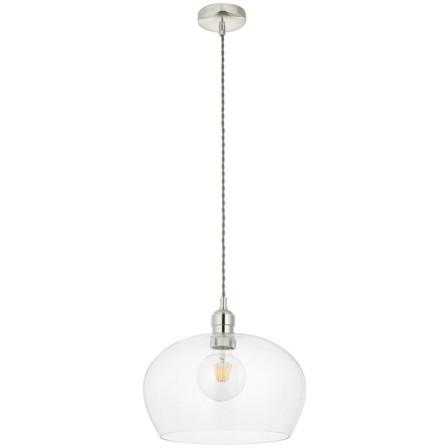 Merano Livorno Clear Glass Bright Nickel Plate Small Round Pendant Ceiling Lamp - image 1
