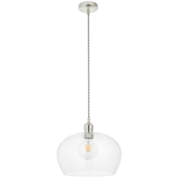 Merano Livorno Clear Glass Bright Nickel Plate Small Round Pendant Ceiling Lamp