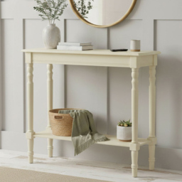 Premier Housewares Heritage Antique White Single Shelf Console Table - thumbnail 3