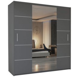 M N Furniture Osaka 2 Door Grey Mirrored Panel Sliding Wardrobe 180cm - thumbnail 2