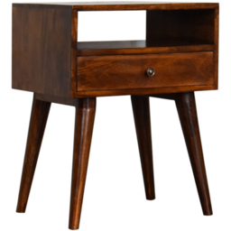 Artisan Furniture Chestnut Single Drawer Single Shelf Solid Wood Modern Bedside Table - thumbnail 4