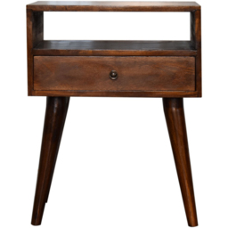 Artisan Furniture Chestnut Single Drawer Single Shelf Solid Wood Modern Bedside Table - thumbnail 2