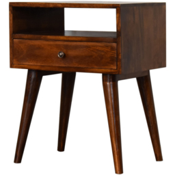 Artisan Furniture Chestnut Single Drawer Single Shelf Solid Wood Modern Bedside Table - thumbnail 3