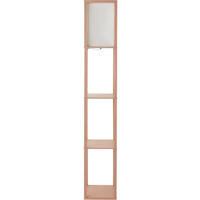 ValueLights Struttura Pink Shelving Unit Floor Lamp with Fabric Shade and Bulb - image 1