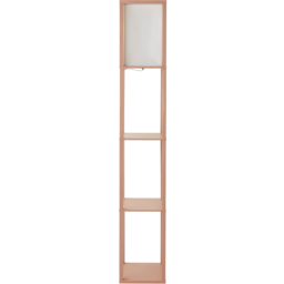 ValueLights Struttura Pink Shelving Unit Floor Lamp with Fabric Shade and Bulb