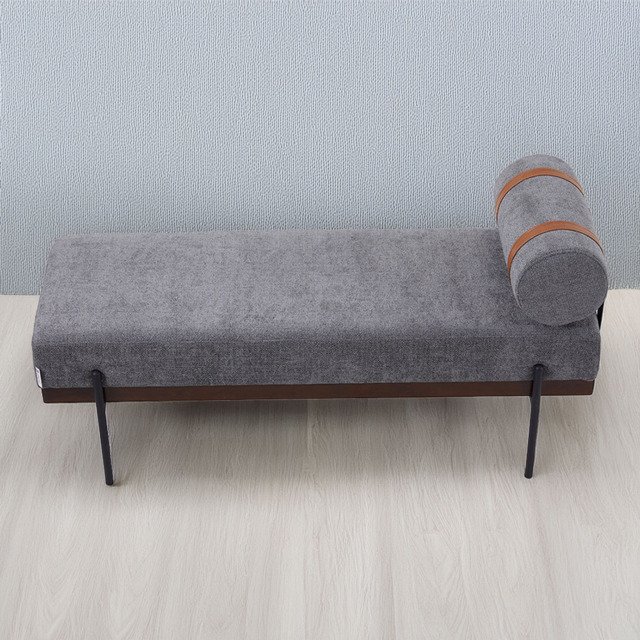 Living and Home 2 Seater Dark Grey Cylindrical Bolster Chaise Lounge Bench - image 1