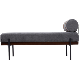 Living and Home 2 Seater Dark Grey Cylindrical Bolster Chaise Lounge Bench - thumbnail 3